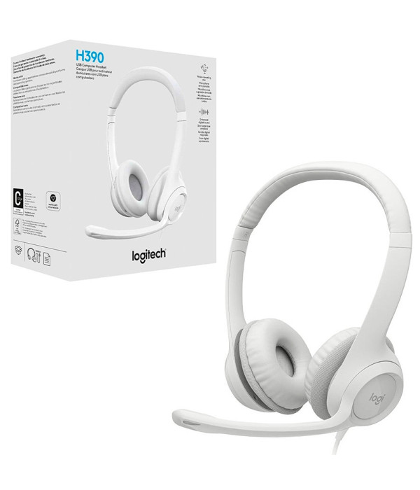 Diadema Logitech H390 USB-A Estéreo Blanco Crudo