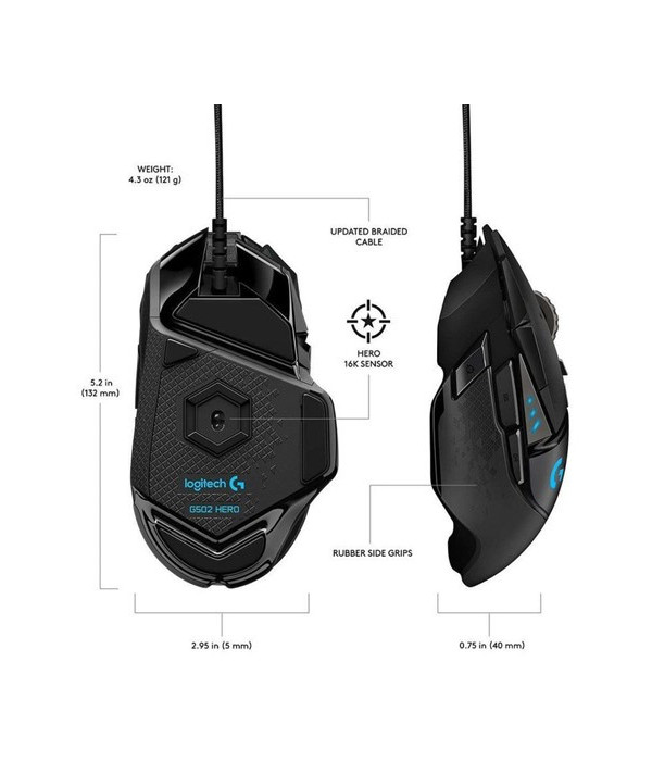 MOUSE LOGITECH G502 GAMING USB NEGRO