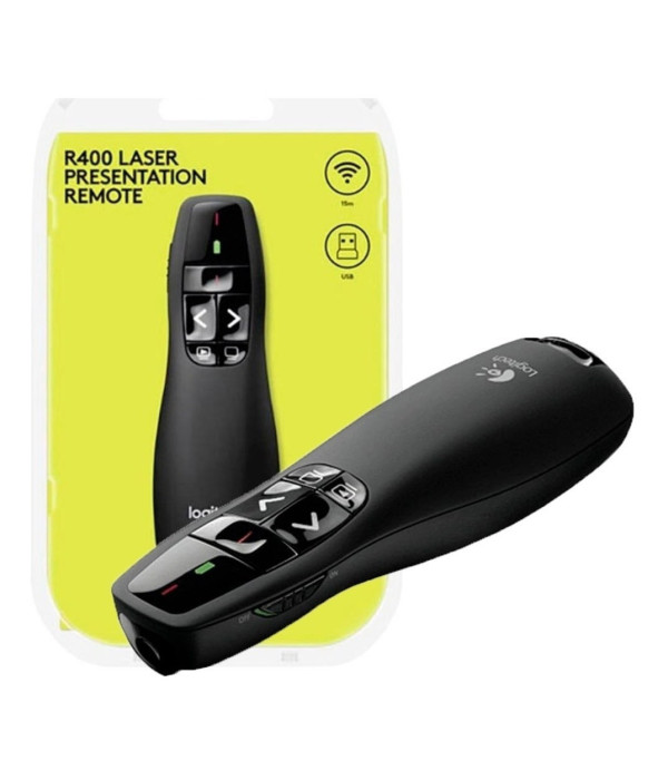 Presentador Inalámbrico Logitech R400 con Puntero Láser Negro