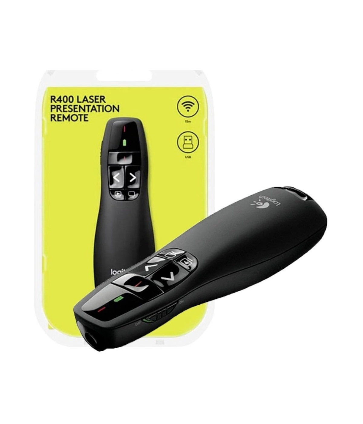 Presentador Inalámbrico Logitech R400 con Puntero Láser Negro