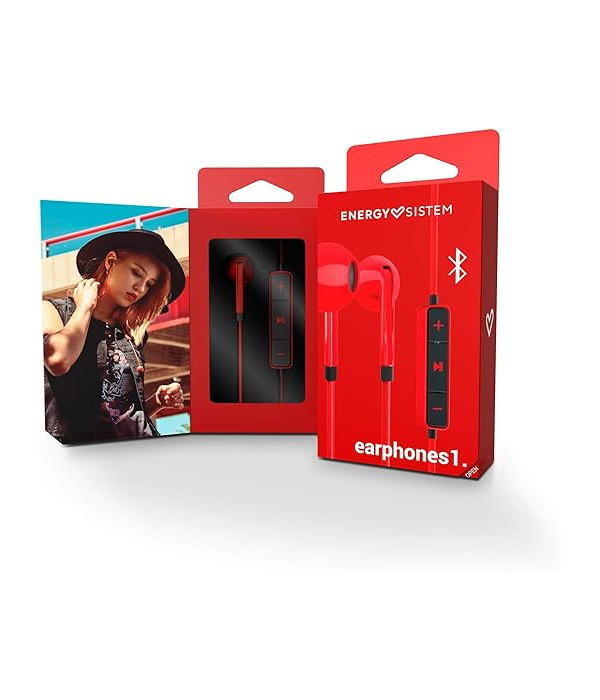 AUDIFONOS ENERGY SISTEM EARPHONES1 BLUETOOTH  ROJO  428410