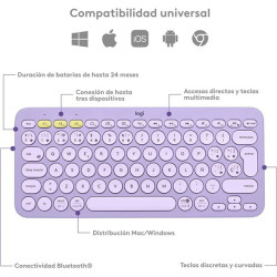 TECLADO LOGITECH K380 BLUETOOTH LAVANDA 2