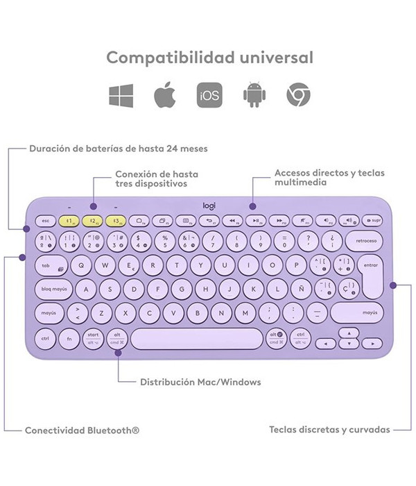TECLADO LOGITECH K380 BLUETOOTH LAVANDA
