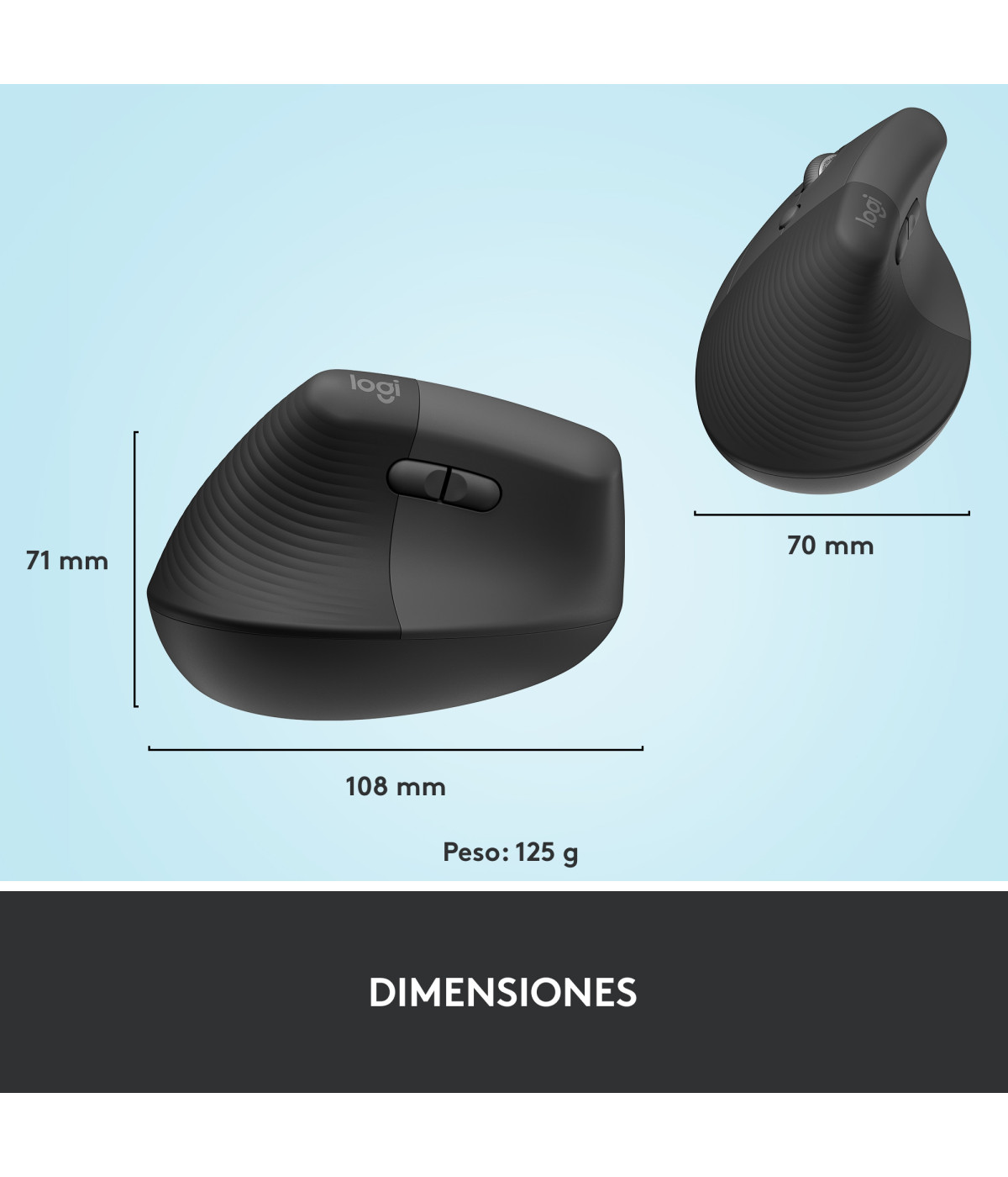 Mouse Ergonómico Logitech Lift Vertical Grafito