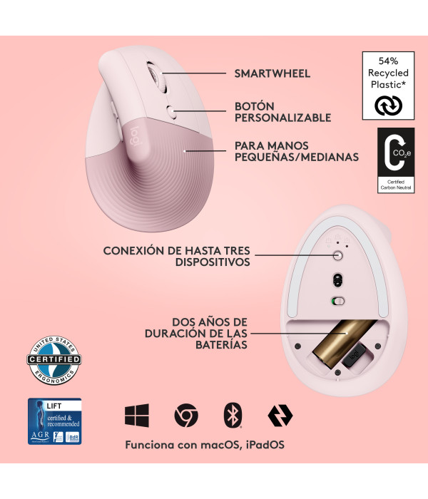 MOUSE LIFT VERTICAL ERGONOMIC LOGITECH ROSA