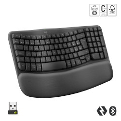 TECLADO LOGITECH WAVE ERGONÓMICO INALÁMBRICO NEGRO 920-012278