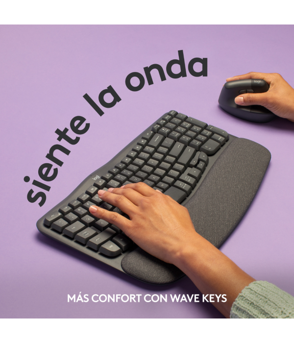 Teclado Logitech Wave Keys Ergonómico Inalámbrico Grafito