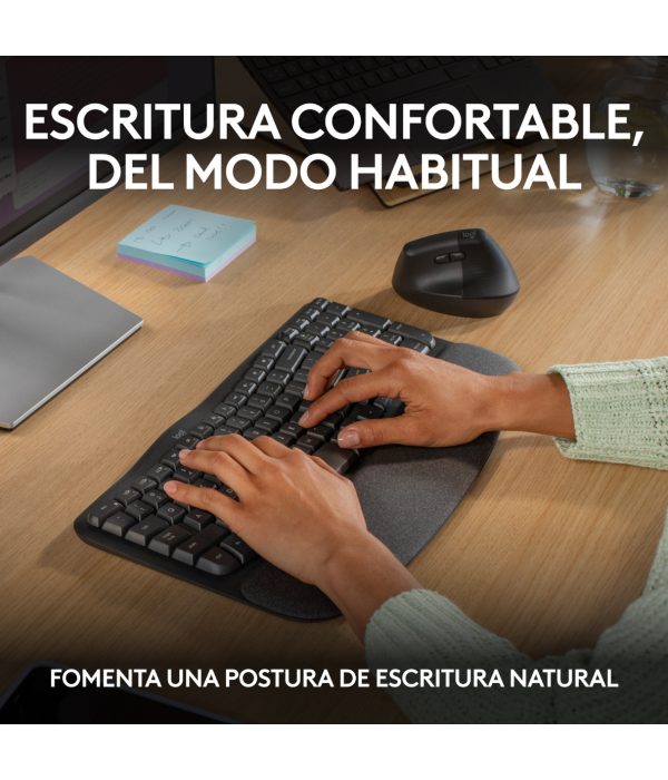 Teclado Logitech Wave Keys Ergonómico Inalámbrico Grafito