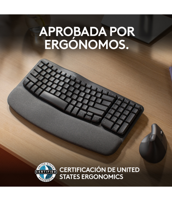 Teclado Logitech Wave Keys Ergonómico Inalámbrico Grafito