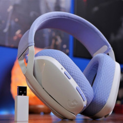 DIADEMA LOGITECH G435 GAMING  BLANCO Y LILA 981-001073 2