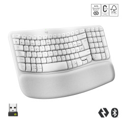 TECLADO LOGITECH WAVE ERGONÓMICO INALÁMBRICO BLANCO 920-012279
