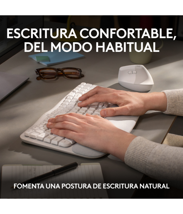 TECLADO LOGITECH WAVE ERGONÓMICO INALÁMBRICO BLANCO 920-012279
