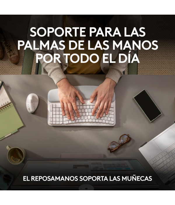 TECLADO LOGITECH WAVE ERGONÓMICO INALÁMBRICO BLANCO 920-012279