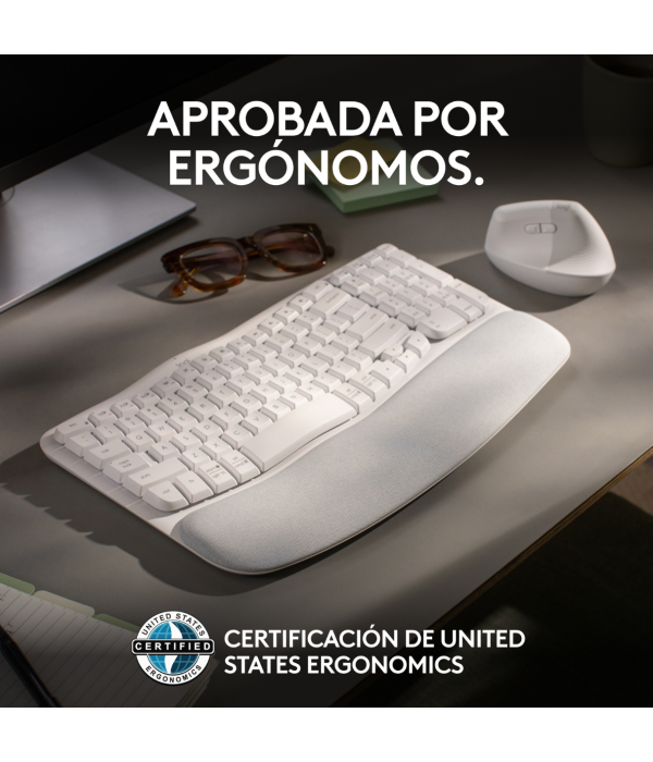 TECLADO LOGITECH WAVE ERGONÓMICO INALÁMBRICO BLANCO 920-012279