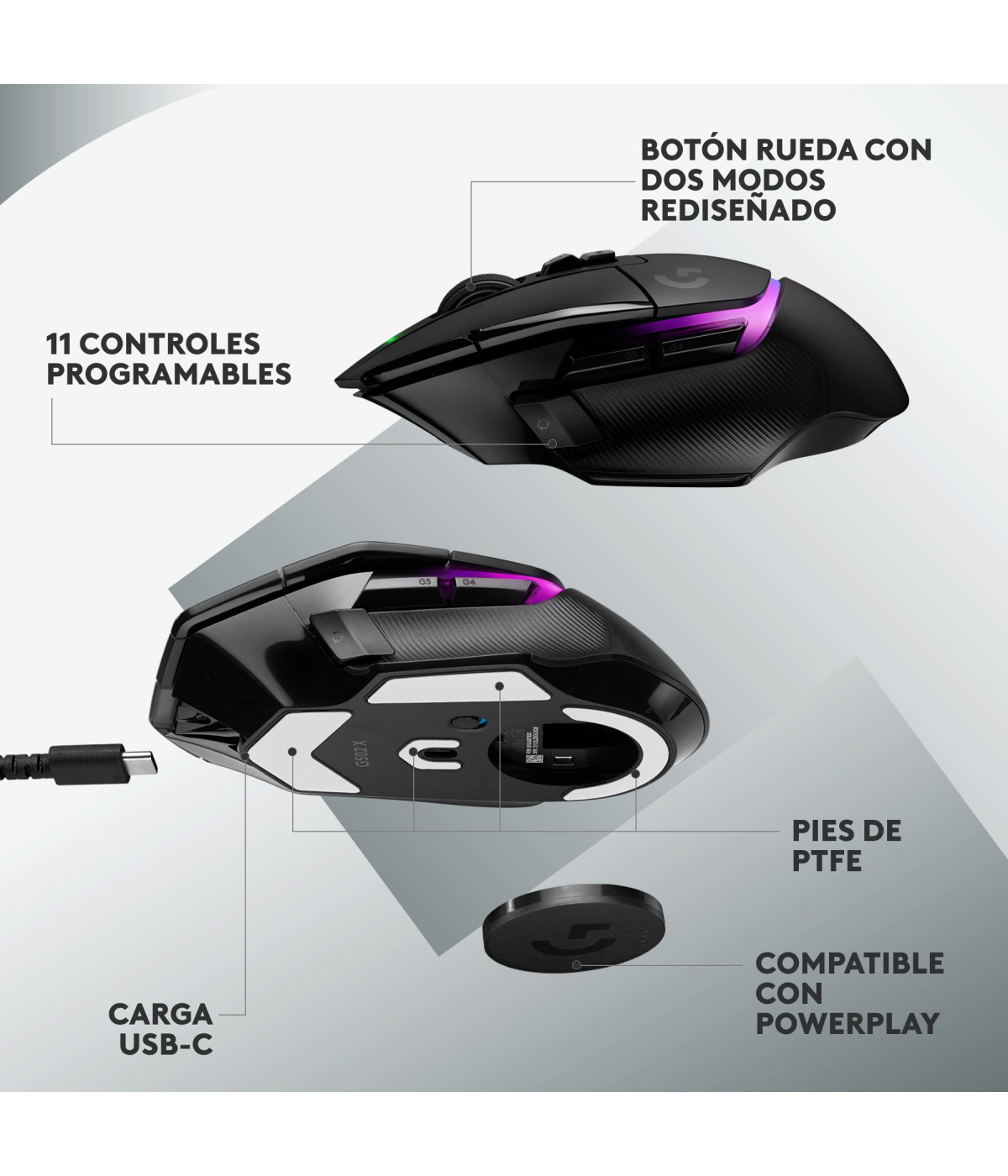 Logitech G502 X LIGHTSPEED 910-006178 Mouse Gamer Inalámbrico Negro