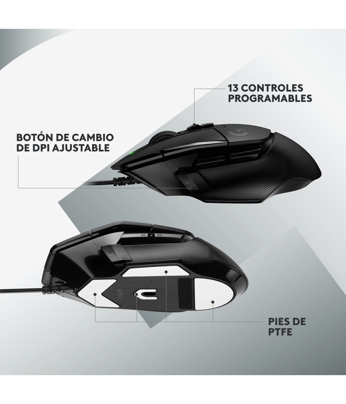 Logitech G502 X 910-006136 Mouse Gamer Alámbrico Negro