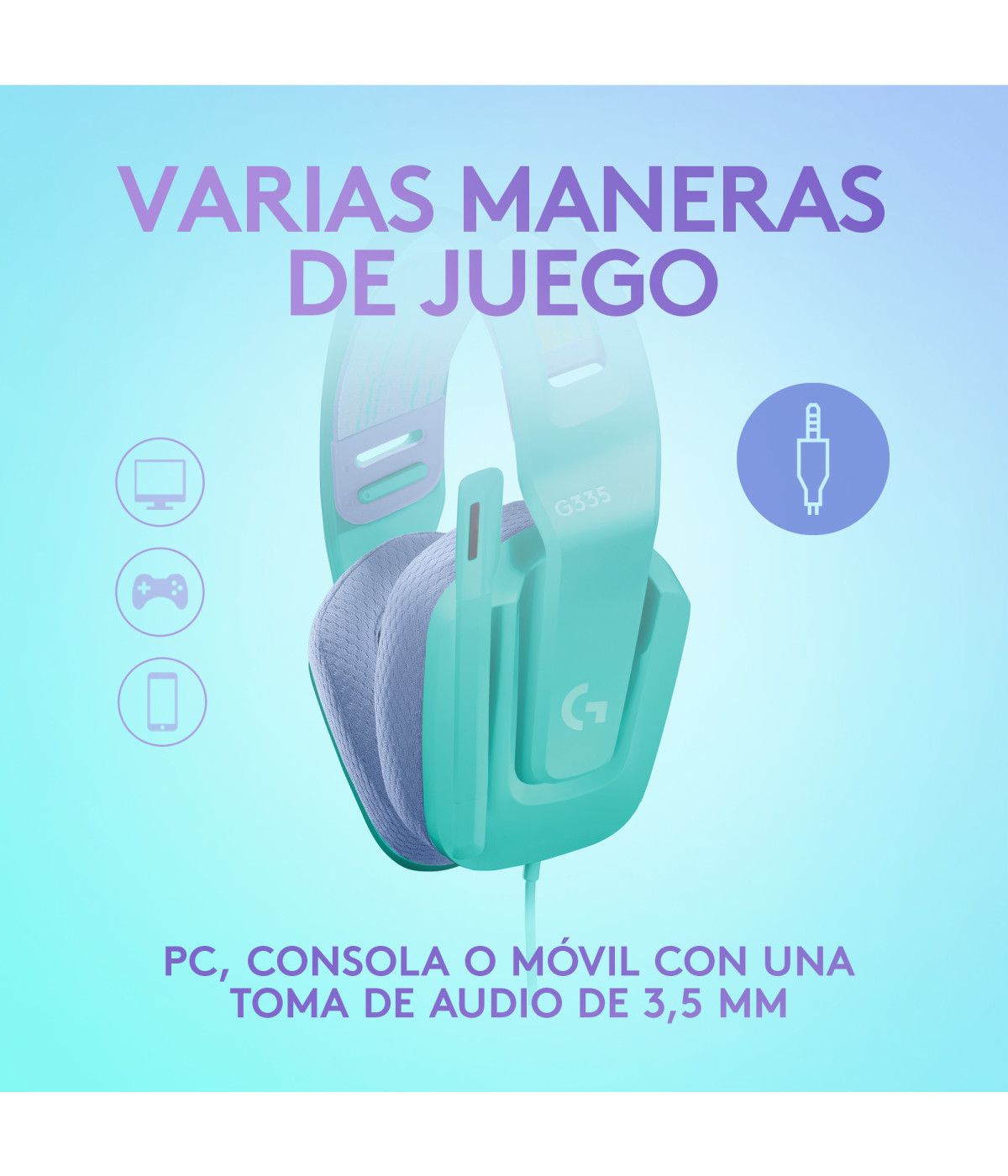 Audífonos Gamer Logitech G335 Alámbricos con Micrófono Menta