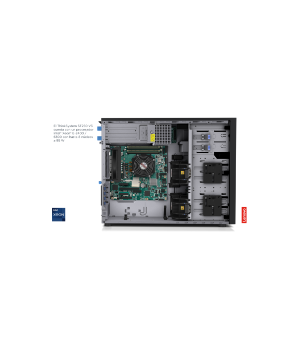 SERVIDOR LENOVO ThinkSystem ST250 V3 Intel® Xeon® E-2468 16GB TruDDR5 4800M  960GB SSD.