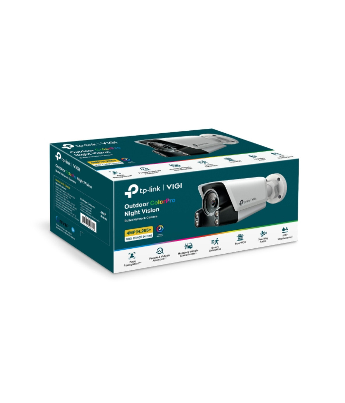 TPLINK | VIGI C340S(4mm) | Cámara de red tipo bala ColorPro de visión nocturna para exteriores de 4