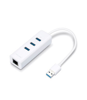 TPLINK | UE330 | Adaptador de red USB 3.0 a Gigabit Ethernet con concentrador USB 3.0 de 3 puertos, 1 conector USB 3.0, 1 2