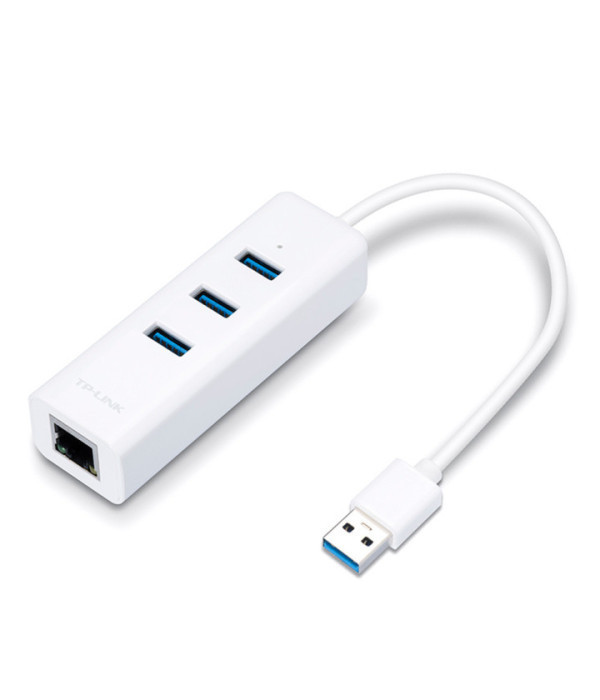 TPLINK | UE330 | Adaptador de red USB 3.0 a Gigabit Ethernet con concentrador USB 3.0 de 3 puertos, 1 conector USB 3.0, 1