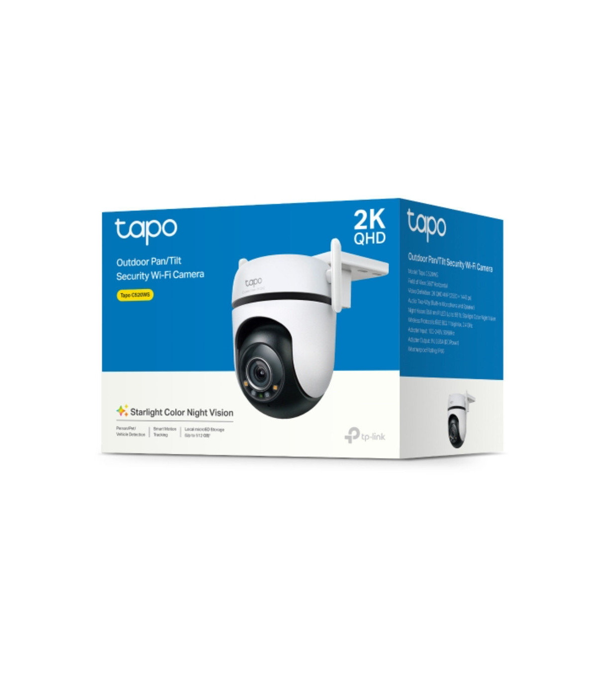 TPLINK | Tapo C520WS | Cámara TAPO TPLINK de Vigilancia Wi-Fi para Exteriores con Visión Nocturna a Color y Detección IA
