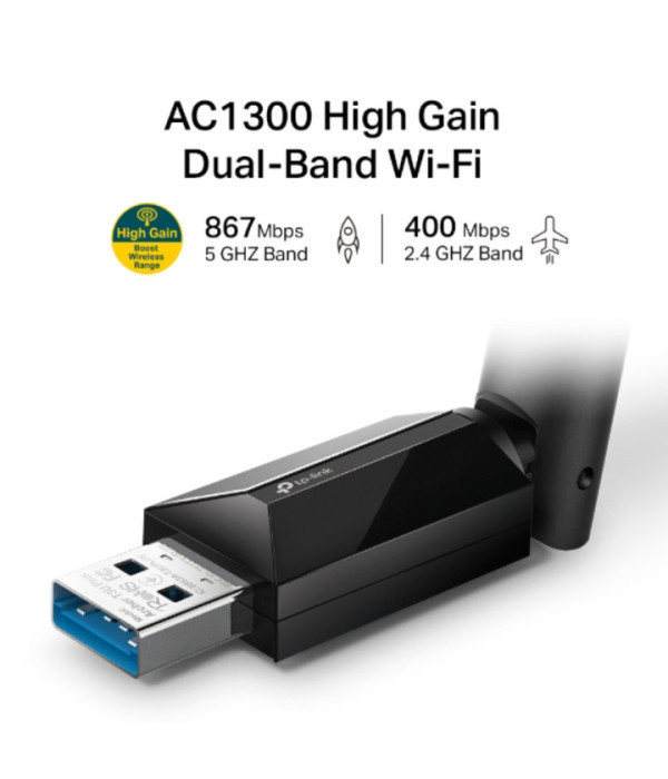 TPLINK | Archer T3U Plus | Adaptador TPLINK USB Wi-Fi de doble banda de alta ganancia