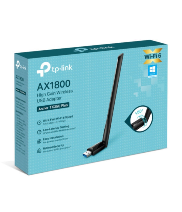 TPLINK | Archer TX35U Plus | Adaptador TPLINK USB Wi-Fi 6 de doble banda de alta ganancia
