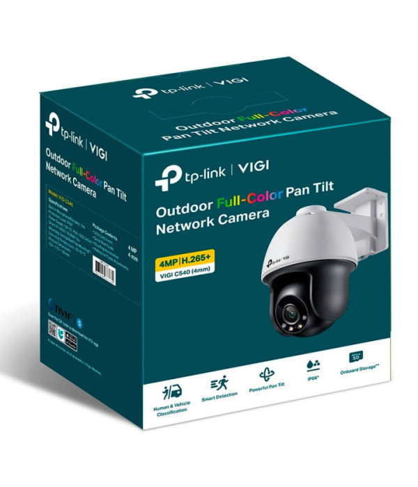 TPLINK | VIGI C540(4mm) | Cámara IP VIGI de 4MP, Full Color, con Función de Paneo/inclinación. Lente Fijo 4 mm, Micrófono,