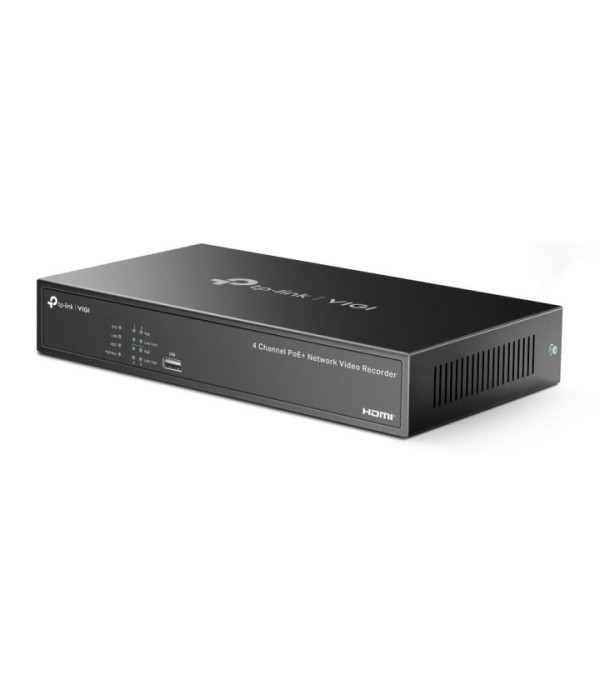 TPLINK | VIGI NVR1004H-4P | Grabador VIGI NVR PoE de 4 Canales.resolución hasta de 8MP, Capacidad de Decodificación/4-canales