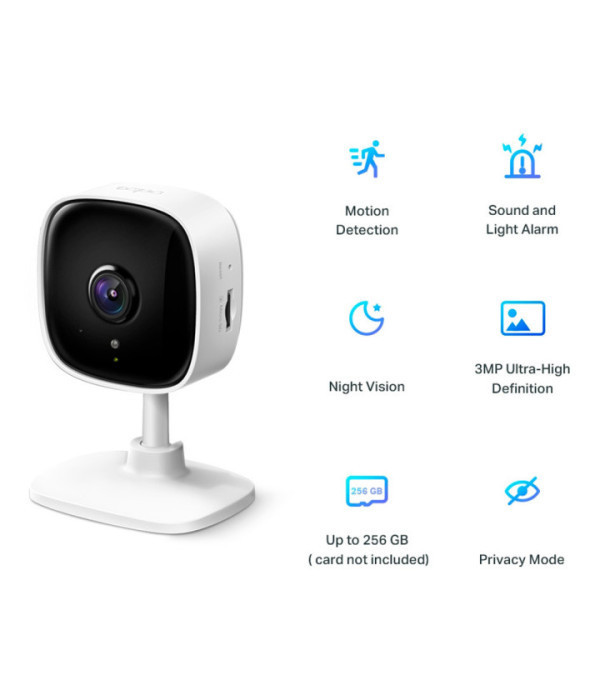 TPLINK | Tapo C110 | Video de alta definición de 3MP(2304x1296), Visión nocturna avanzada: hasta 9 metros. Detección de