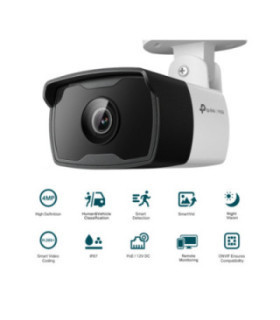 TPLINK | VIGI C340I(4mm) | Cámara IP VIGI tipo Bala 4MP. Lente Fijo 4 mm. INCLUYE Detección Inteligente (Clasifica Humanos y 2