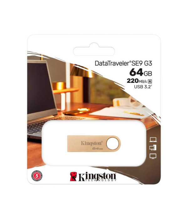 KINGSTON | DTSE9G3/64GB | Memoria USB 64GB Metal USB 3.2 Gen 1 DataTraveler SE9