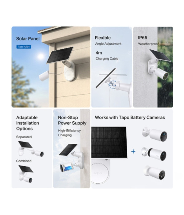 TPLINK | Tapo A201 | Panel Solar TPLINK 2,5W para Cámara de Vigilancia con Batería