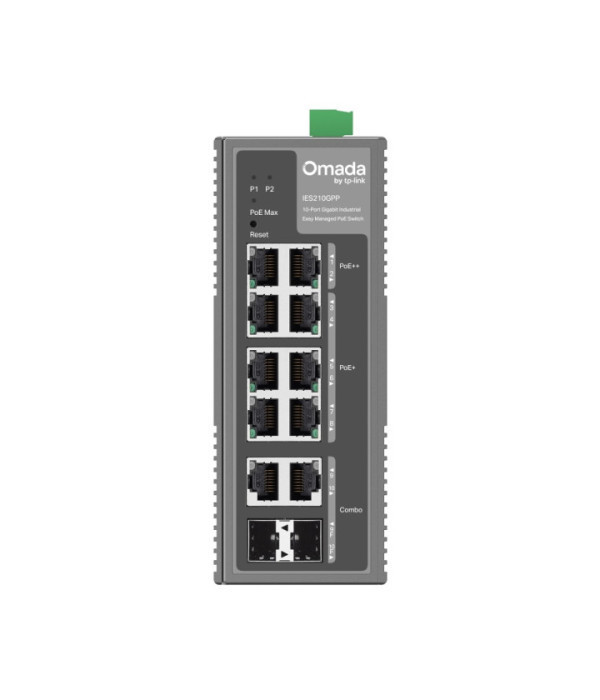 TPLINK | IES210GPP | Omada 10-Port Gigabit Industrial Easy Managed Switch with 6-Port PoE+ and 2-Port