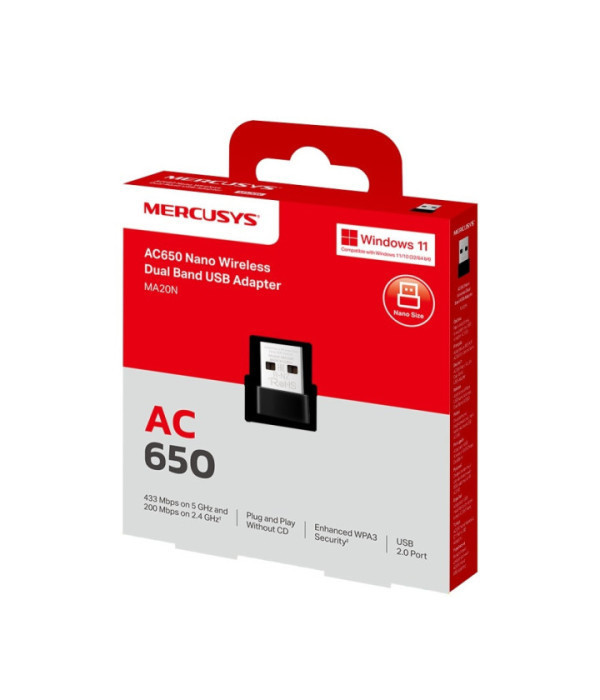 TPLINK | MA20N | Adaptador Mercusys USB inalámbrico nano de doble banda