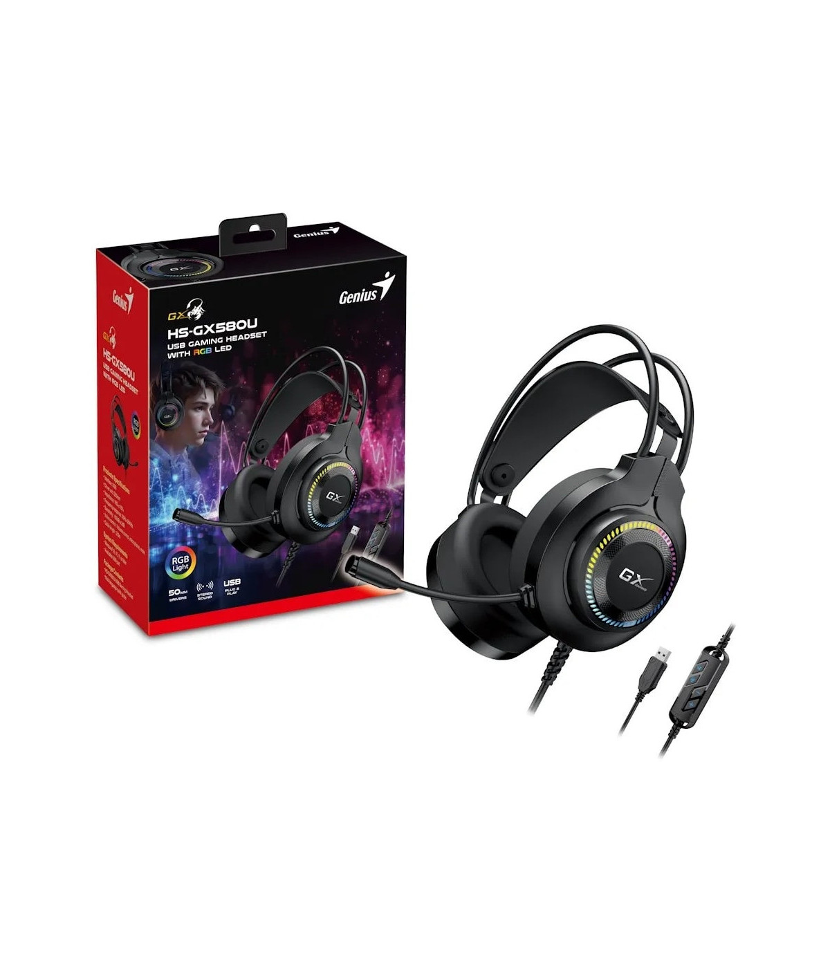 GENIUS | 31710028400 | Diadema Gaming Genius rgb usb