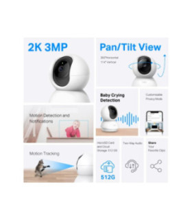 TPLINK | TC71 | Cámara TPLINK de Vigilancia Wi-Fi de 360 Grados con Vista 2K 3MP y Detección 2