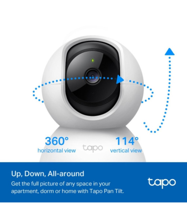 TPLINK | TC71 | Cámara TPLINK de Vigilancia Wi-Fi de 360 Grados con Vista 2K 3MP y Detección