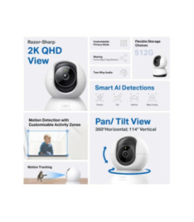 TPLINK | TC72 | Cámara TPLINK de Vigilancia Wi-Fi de 360 Grados con Vista 2K 4MP y Detección IA 2