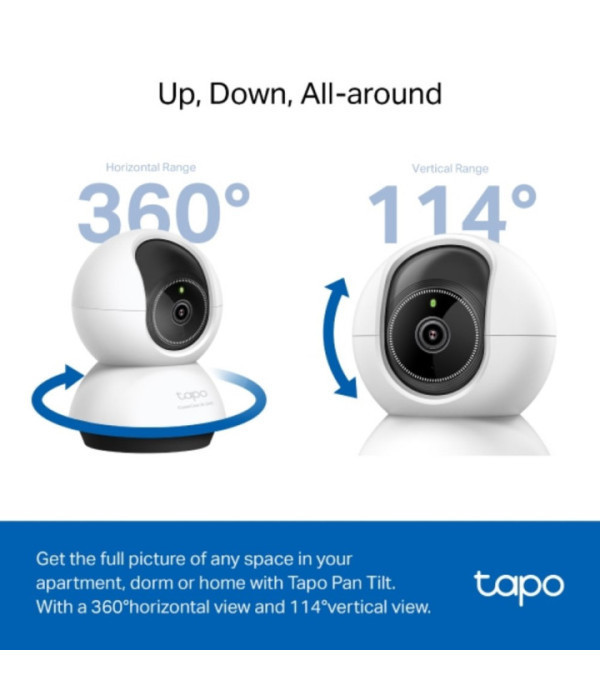 TPLINK | TC72 | Cámara TPLINK de Vigilancia Wi-Fi de 360 Grados con Vista 2K 4MP y Detección IA