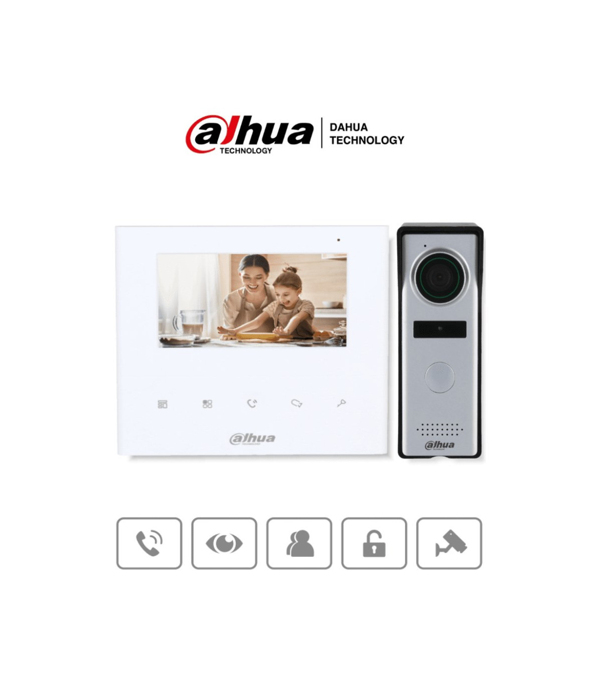 DAHUA | DHI-KTA04 | Kit de videoportero analógico con monitor de 4.3 y botones táctiles. Incluye frente de calle con cámara de