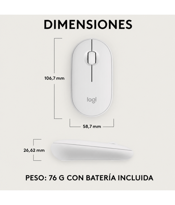 Mouse Inalámbrico Logitech Pebble 2 M350s Bluetooth 4000 DPI Blanco
