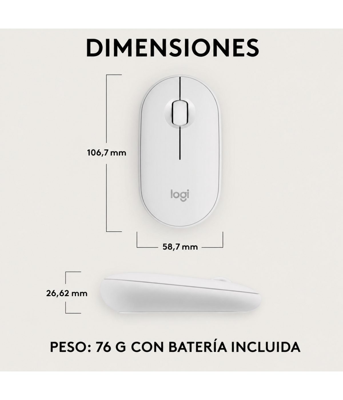 Mouse Inalámbrico Logitech Pebble 2 M350s Bluetooth 4000 DPI Blanco