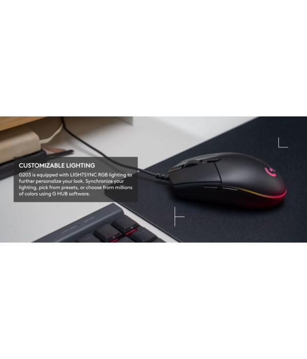 Mouse Gamer Logitech G203 LIGHTSYNC Negro