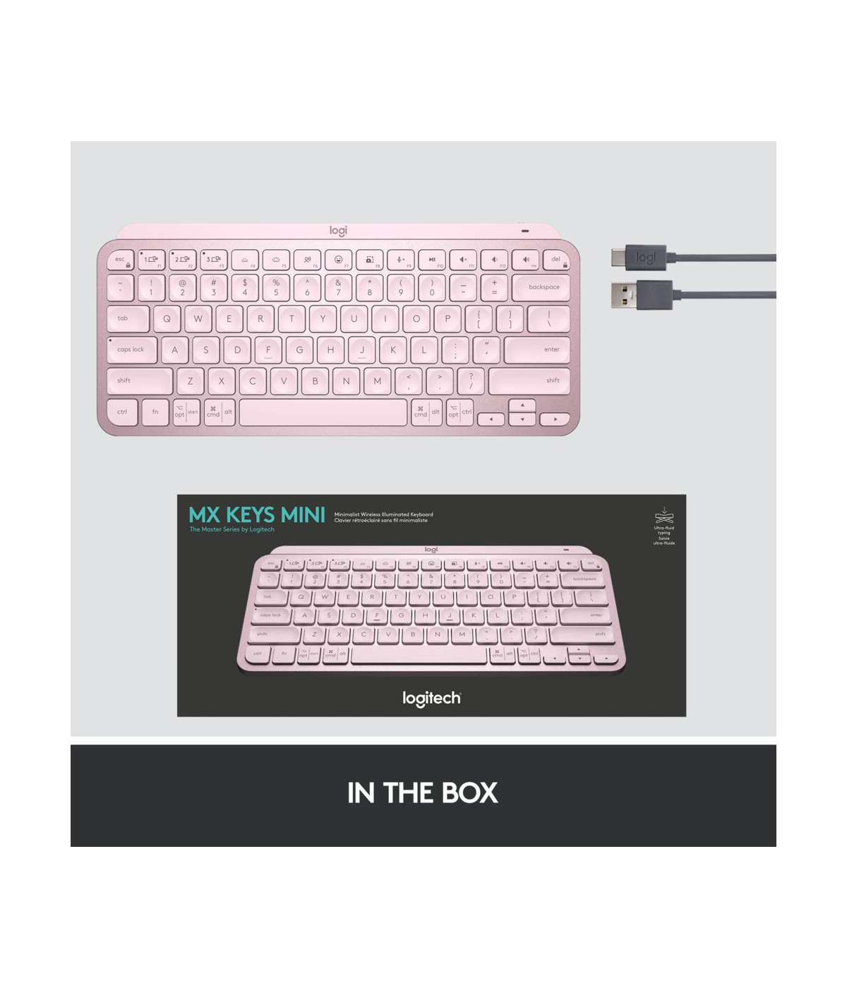 Teclado Logitech MX Keys Mini Rosa