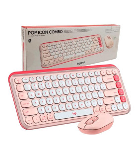 Combo Teclado y Mouse Logitech POP Icon Rosado 2