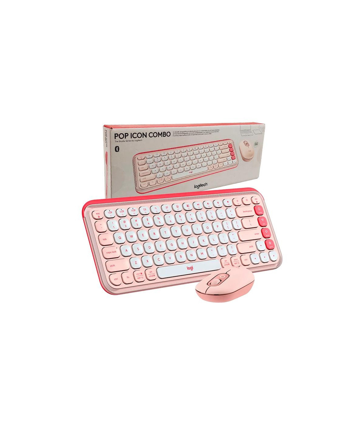 Combo Teclado y Mouse Logitech POP Icon Rosado
