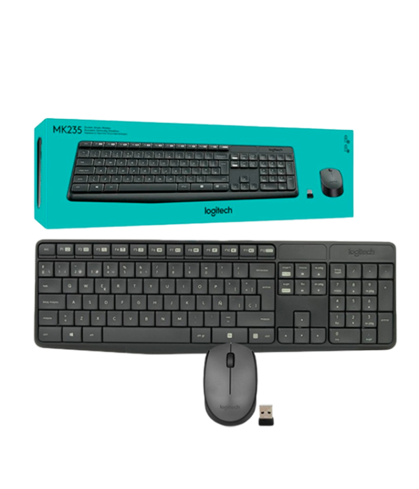 Combo Teclado y Mouse Logitech MK235 Inalámbrico Negro