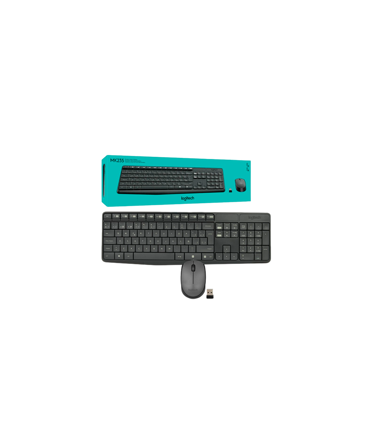 Combo Teclado y Mouse Logitech MK235 Inalámbrico Negro
